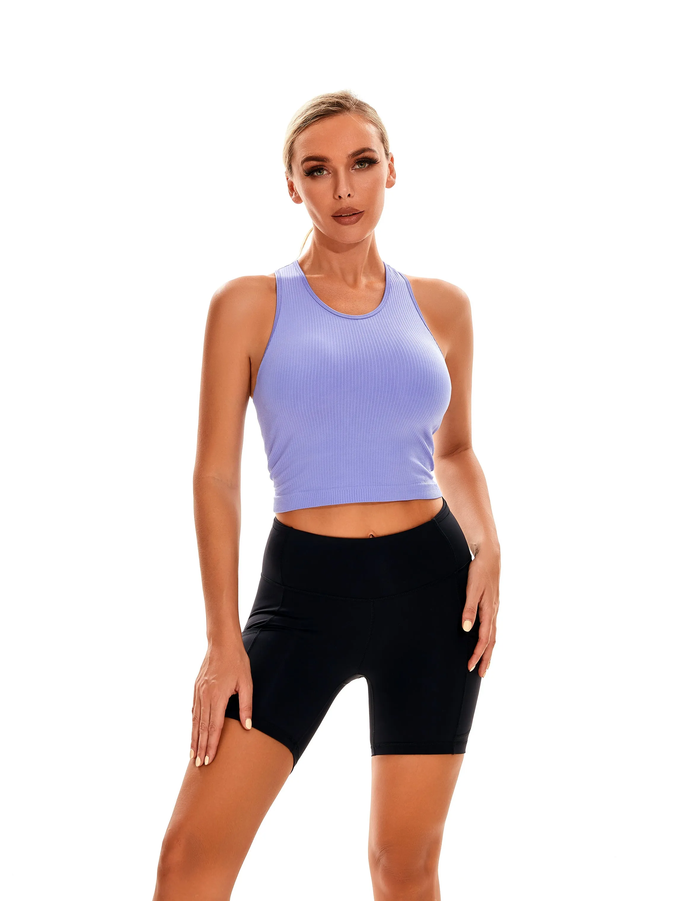 Essential Seamless Ribbed Tank Top with Built In Bra
