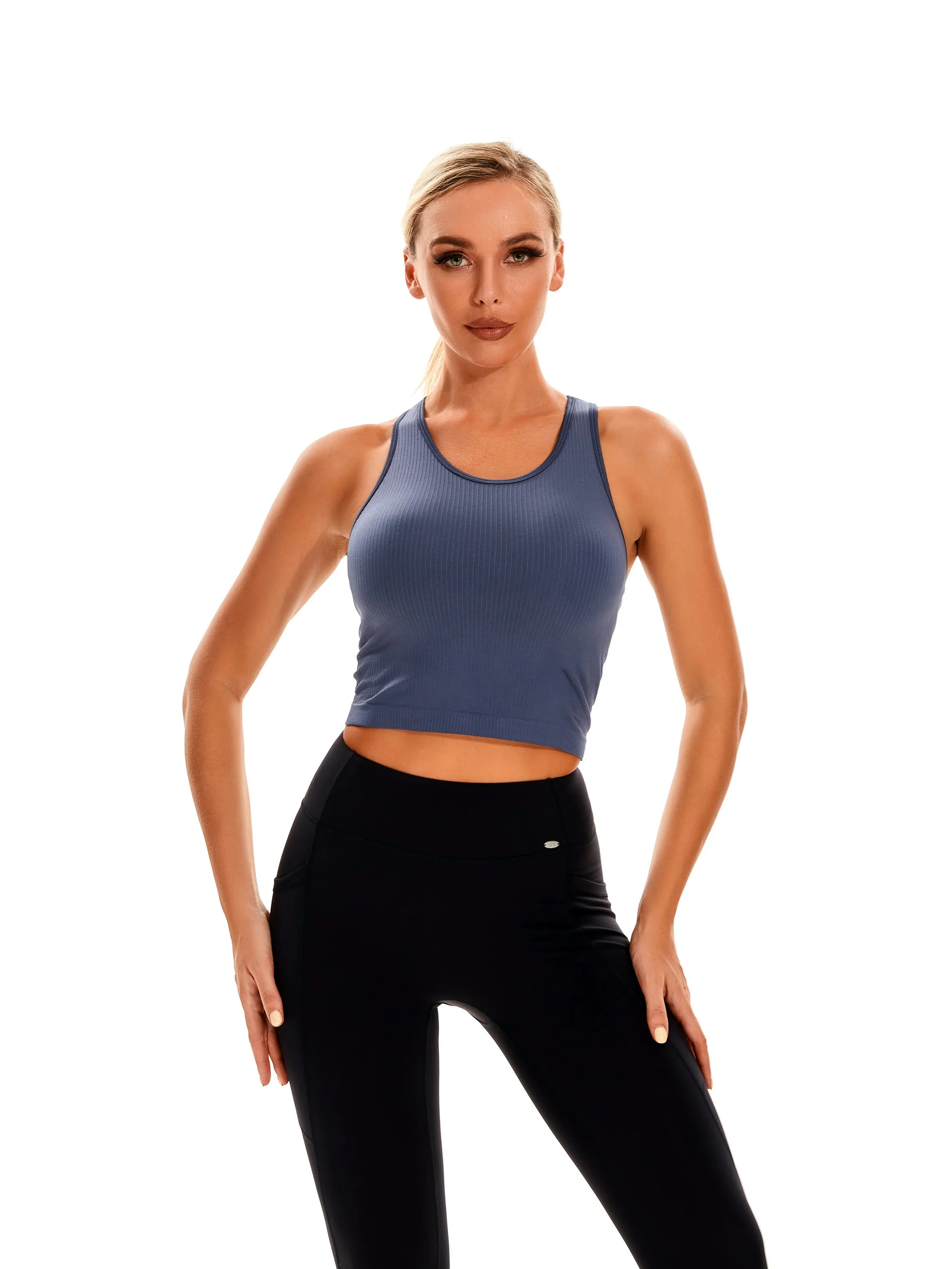 Essential Seamless Ribbed Tank Top with Built In Bra