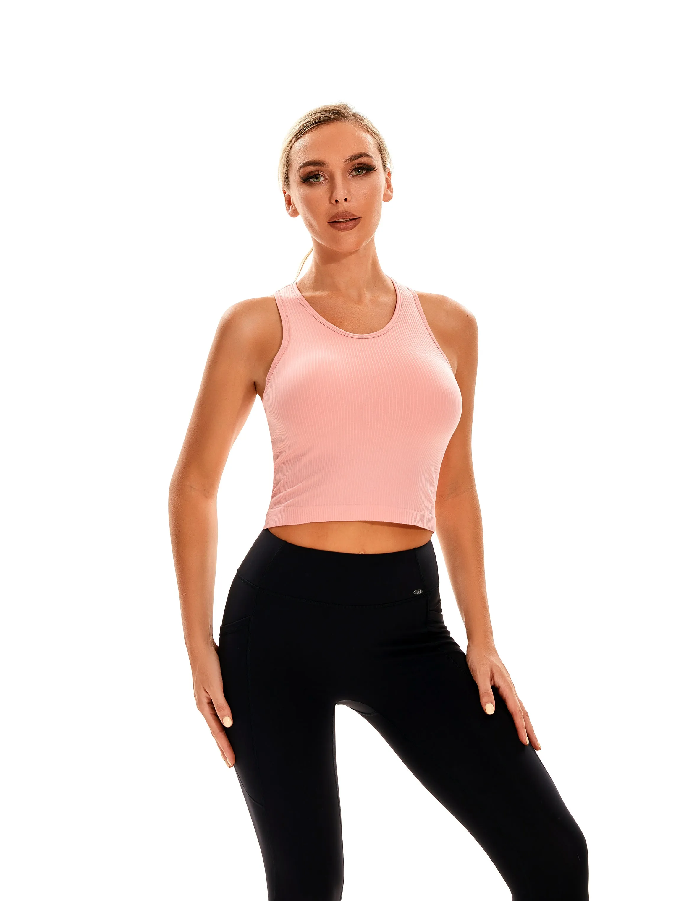 Essential Seamless Ribbed Tank Top with Built In Bra