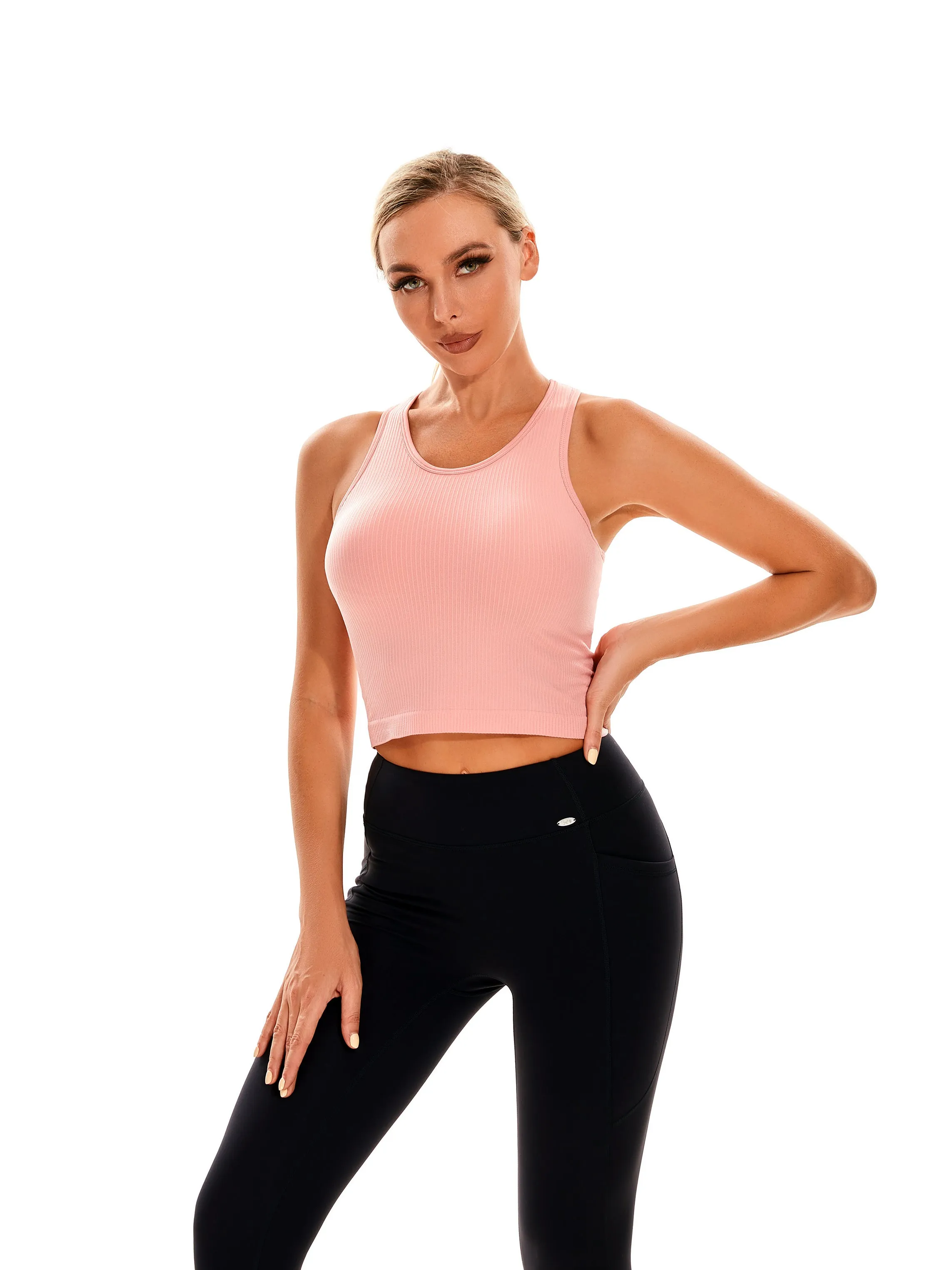 Essential Seamless Ribbed Tank Top with Built In Bra