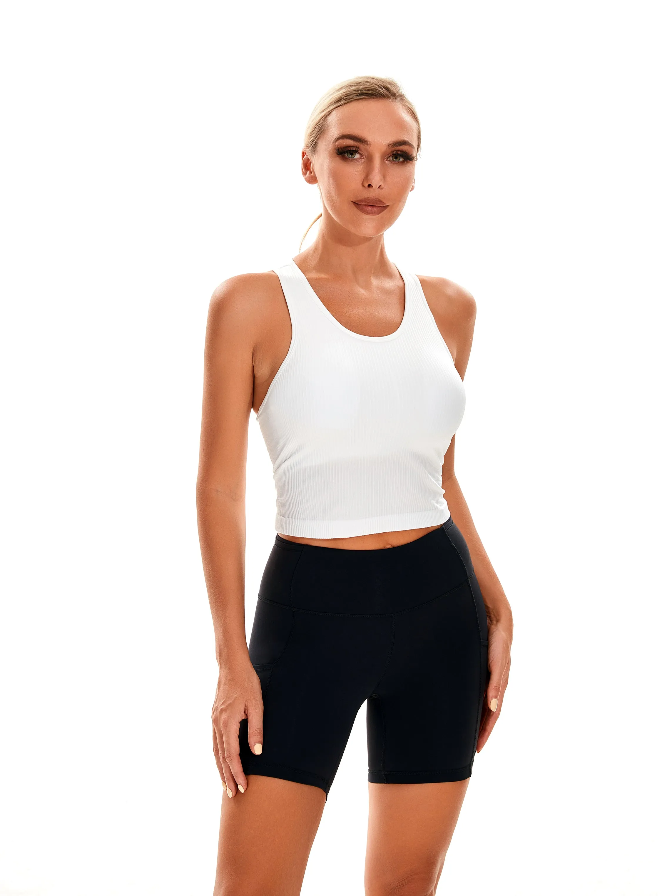 Essential Seamless Ribbed Tank Top with Built In Bra