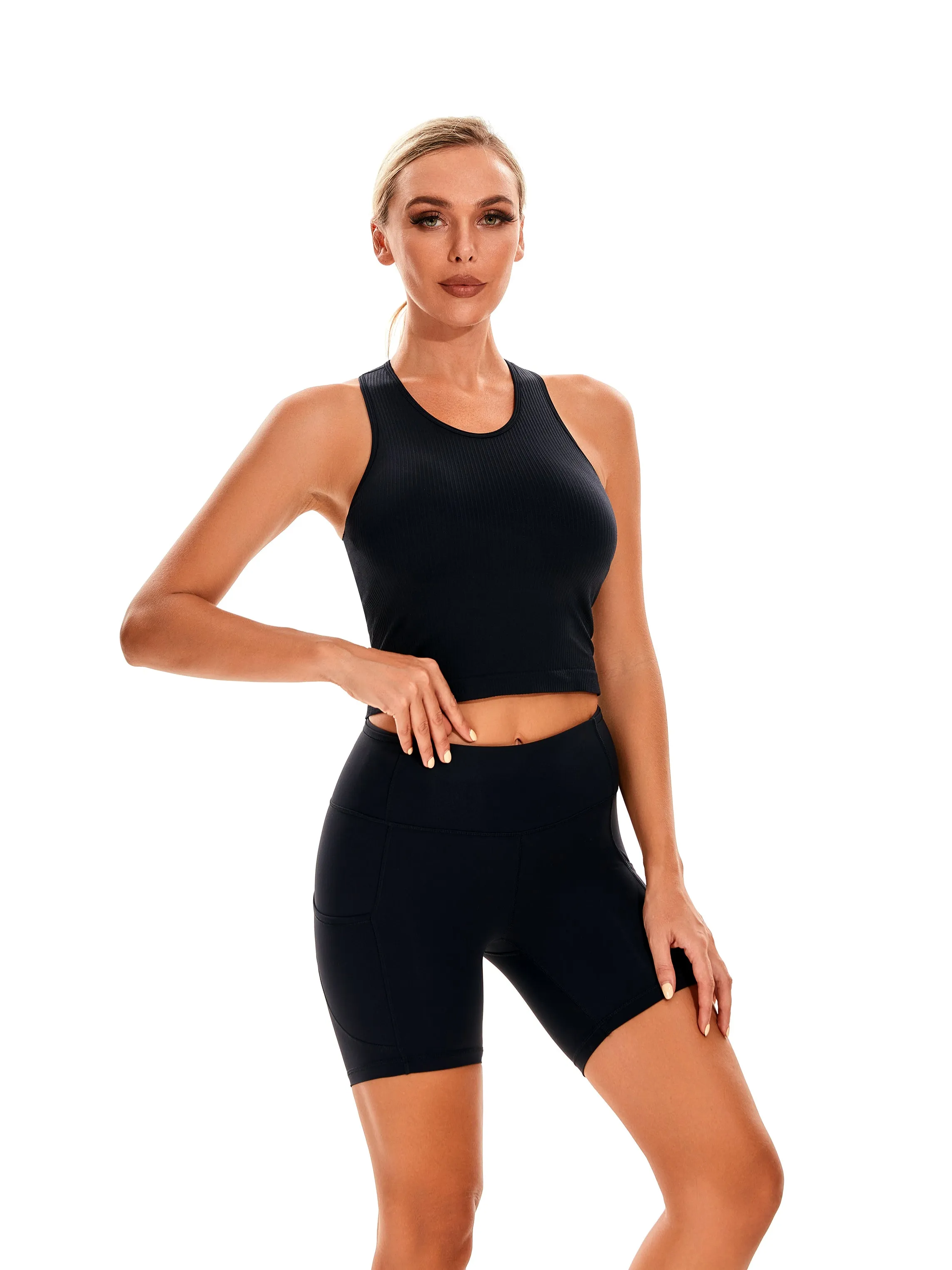Essential Seamless Ribbed Tank Top with Built In Bra