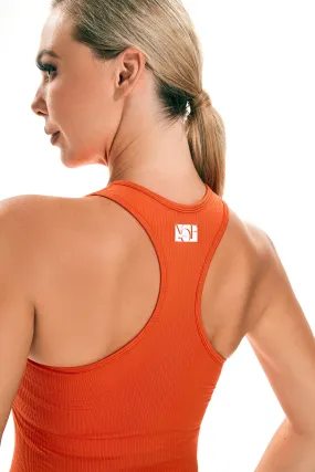 Essential Seamless Ribbed Tank Top with Built In Bra