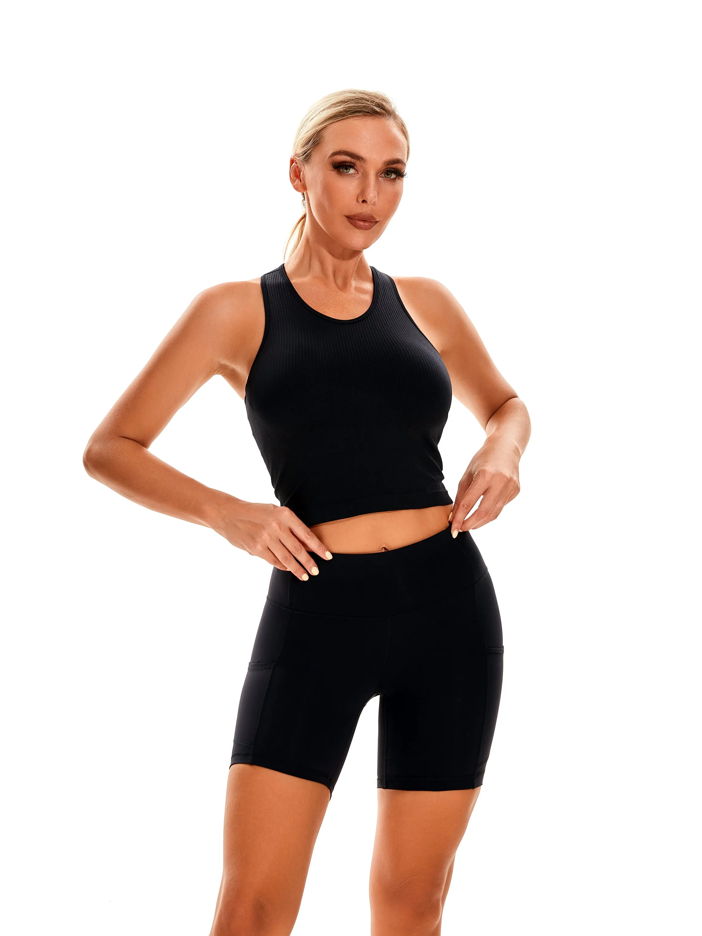Essential Seamless Ribbed Tank Top with Built In Bra