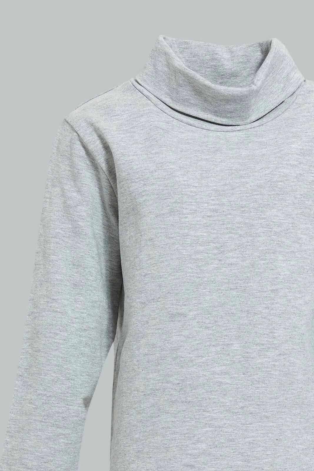 Grey Turtleneck T-Shirt