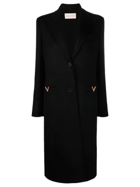 Logo-plaque single-breasted coat
