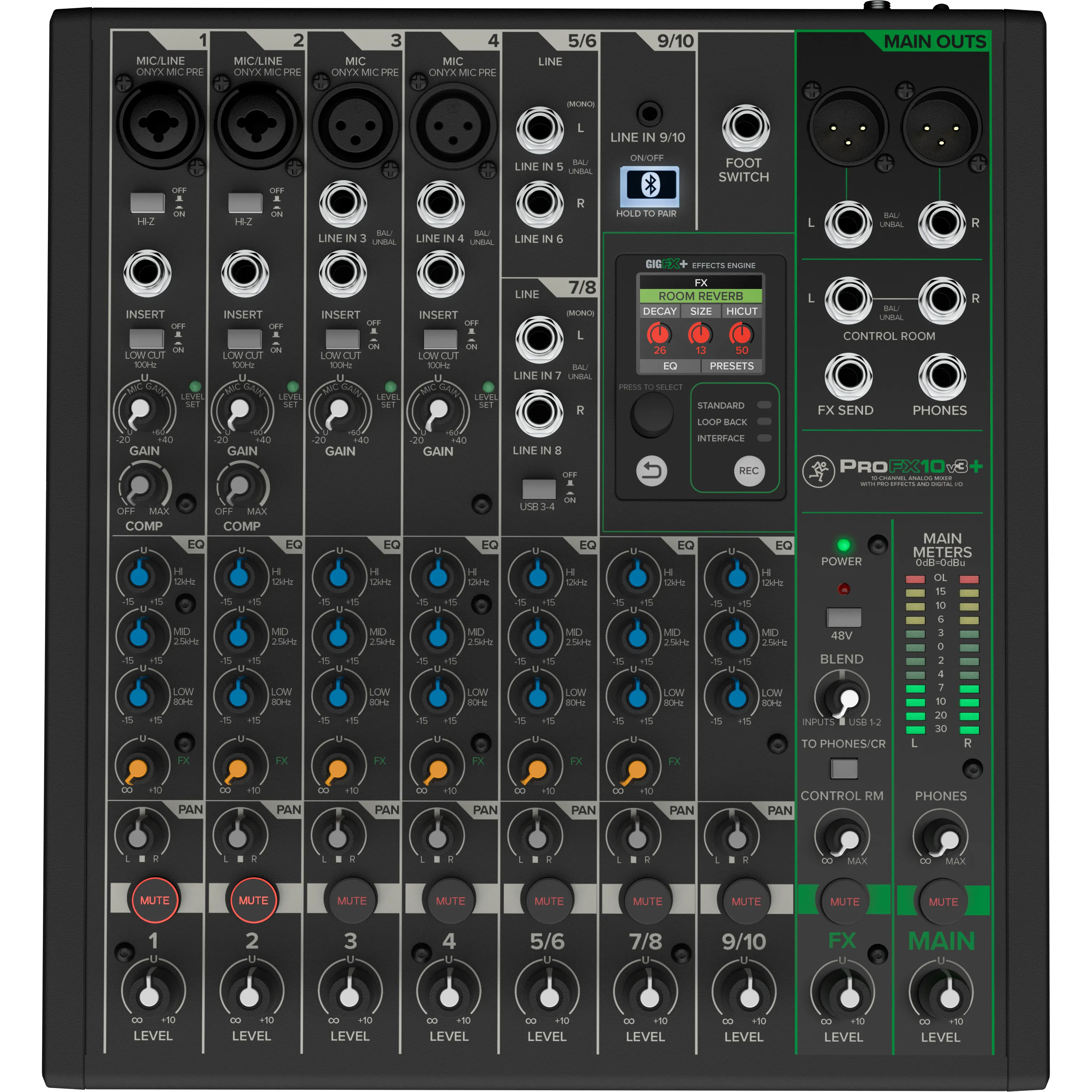Mackie PROFX10V3  10-Channel Analog Mixer w/ Enhanced FX, USB Recording, and BT