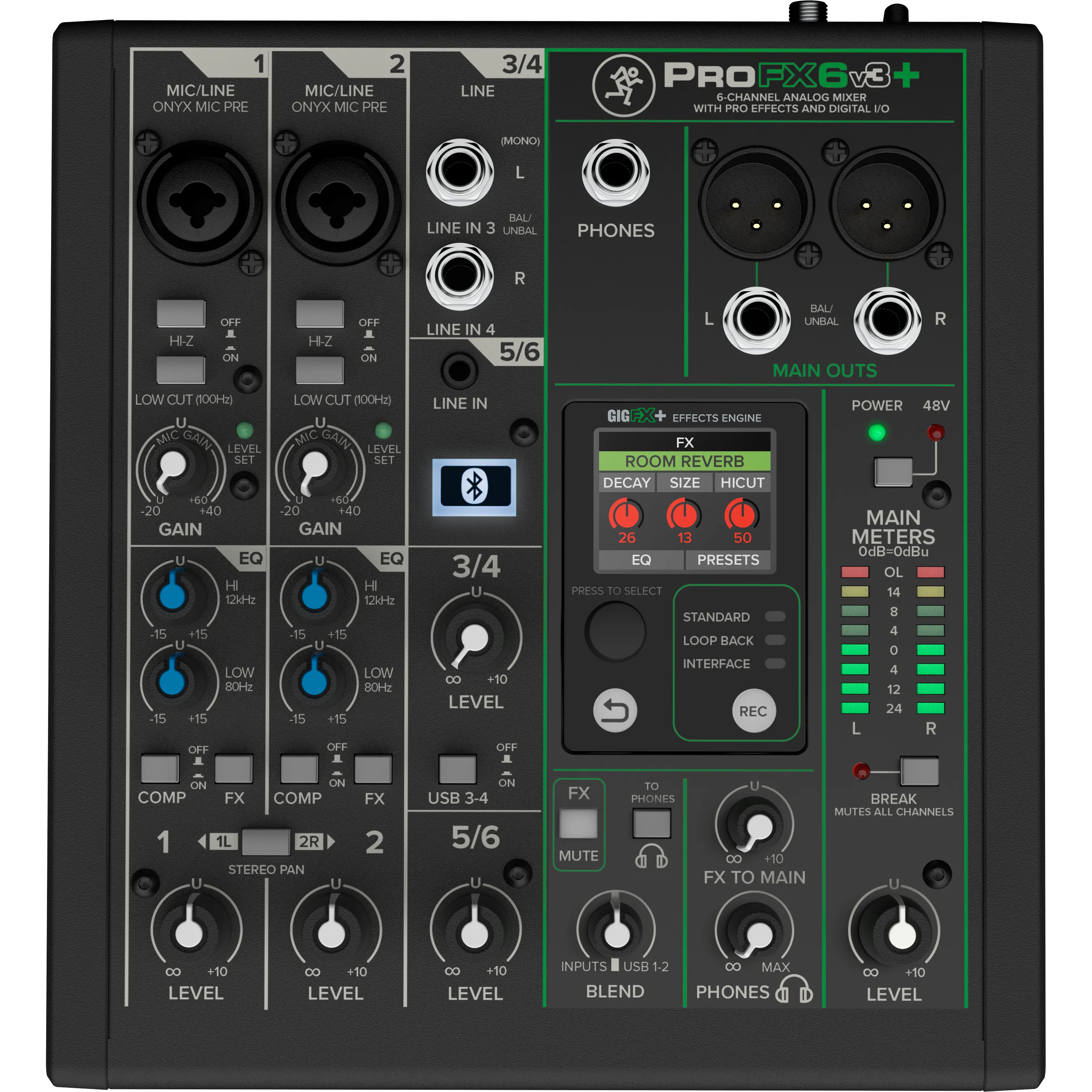 Mackie PROFX6V3  6-Channel Analog Mixer w/ Enhanced FX, USB Recording, and BT
