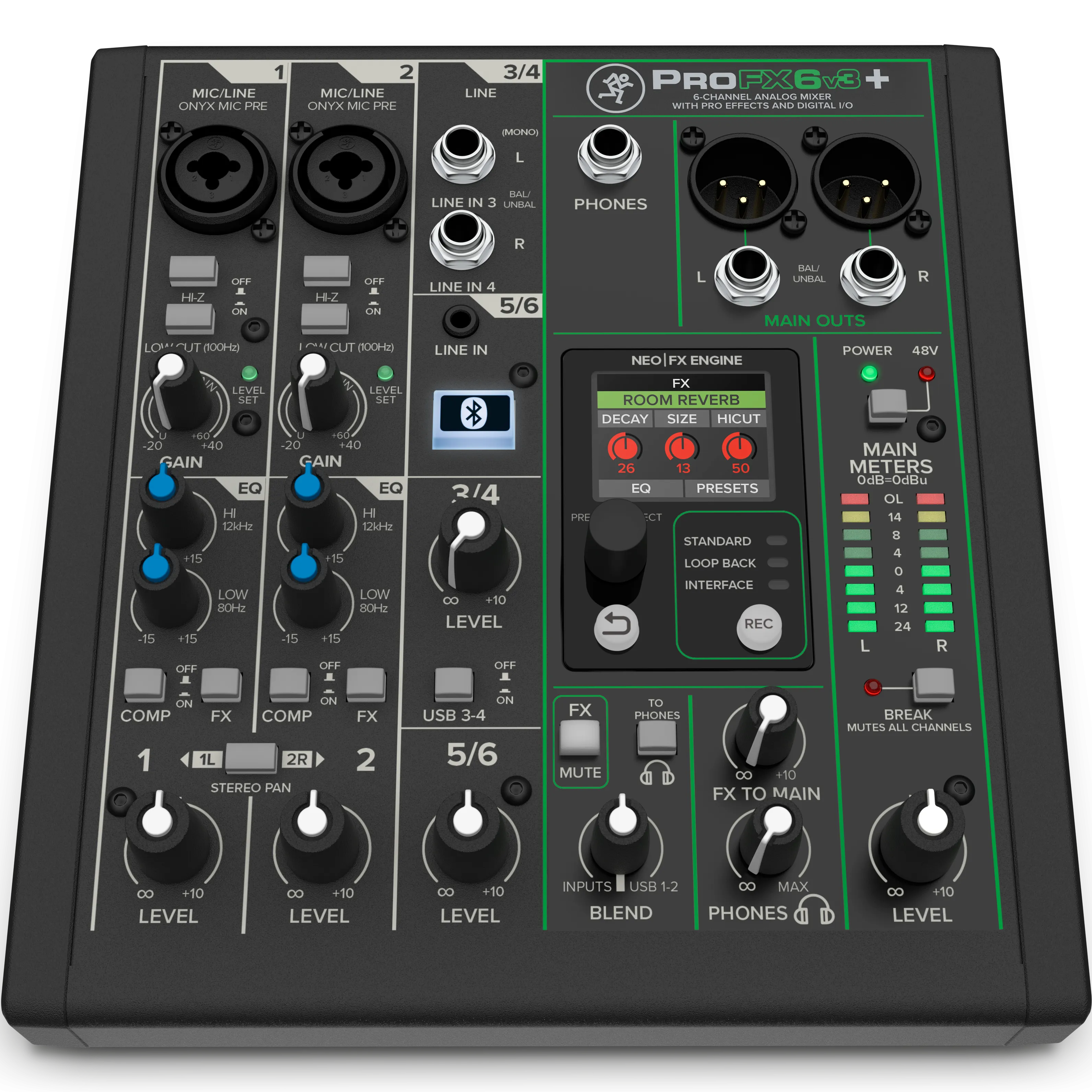 Mackie PROFX6V3  6-Channel Analog Mixer w/ Enhanced FX, USB Recording, and BT