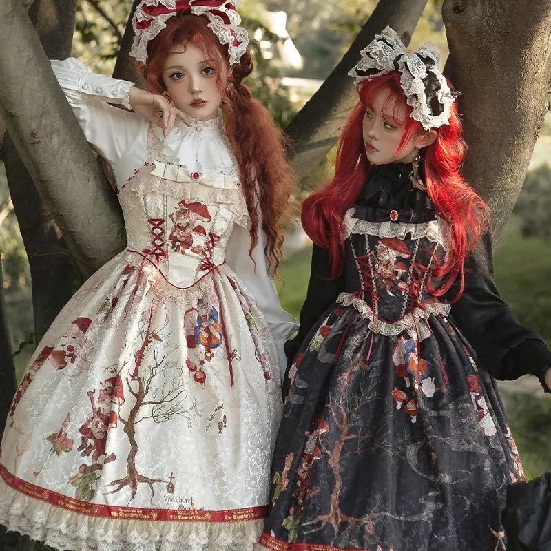 Wjczt New lolita original design [Cat Traveler JSK] Elegant retro slim-fit dress
