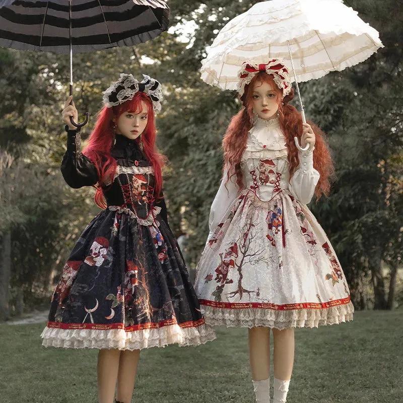 Wjczt New lolita original design [Cat Traveler JSK] Elegant retro slim-fit dress