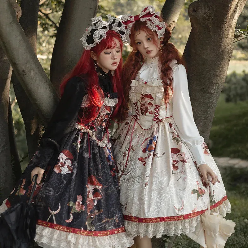 Wjczt New lolita original design [Cat Traveler JSK] Elegant retro slim-fit dress