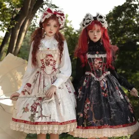 Wjczt New lolita original design [Cat Traveler JSK] Elegant retro slim-fit dress