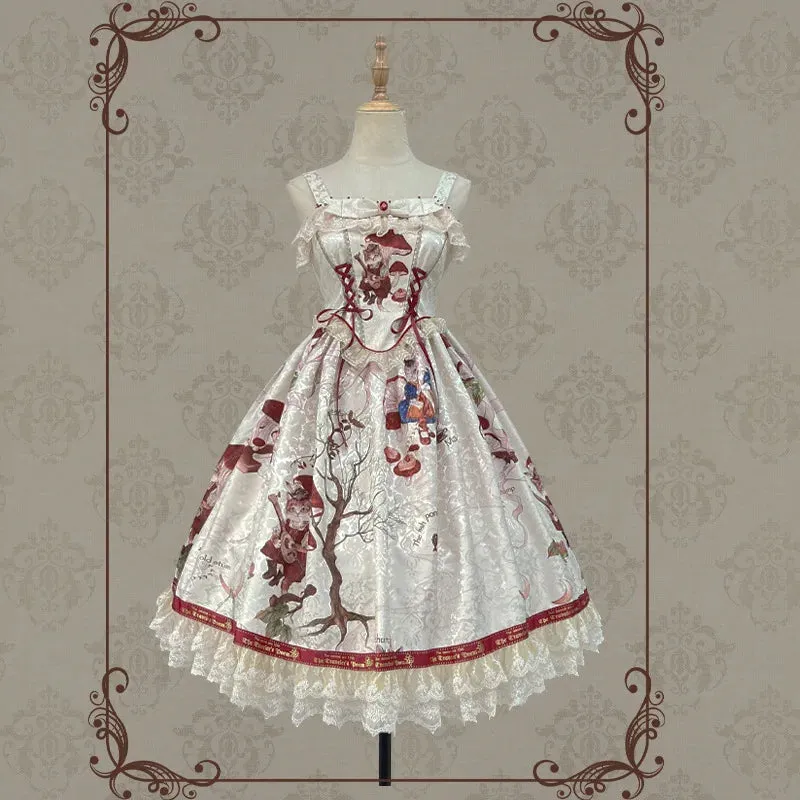 Wjczt New lolita original design [Cat Traveler JSK] Elegant retro slim-fit dress
