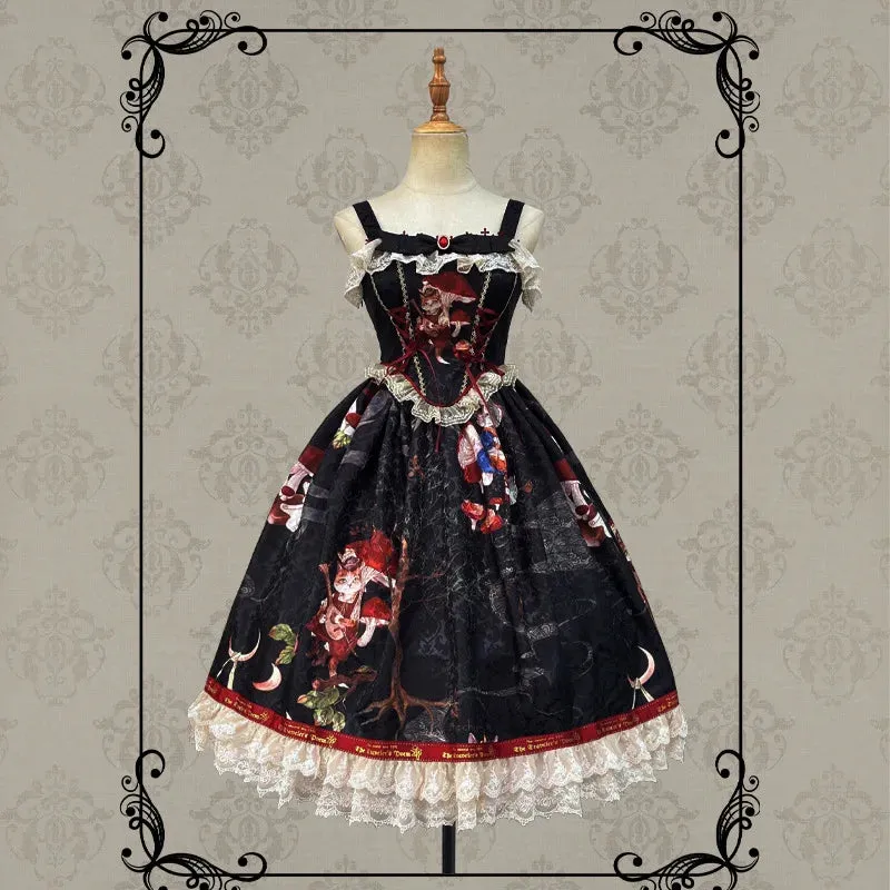 Wjczt New lolita original design [Cat Traveler JSK] Elegant retro slim-fit dress